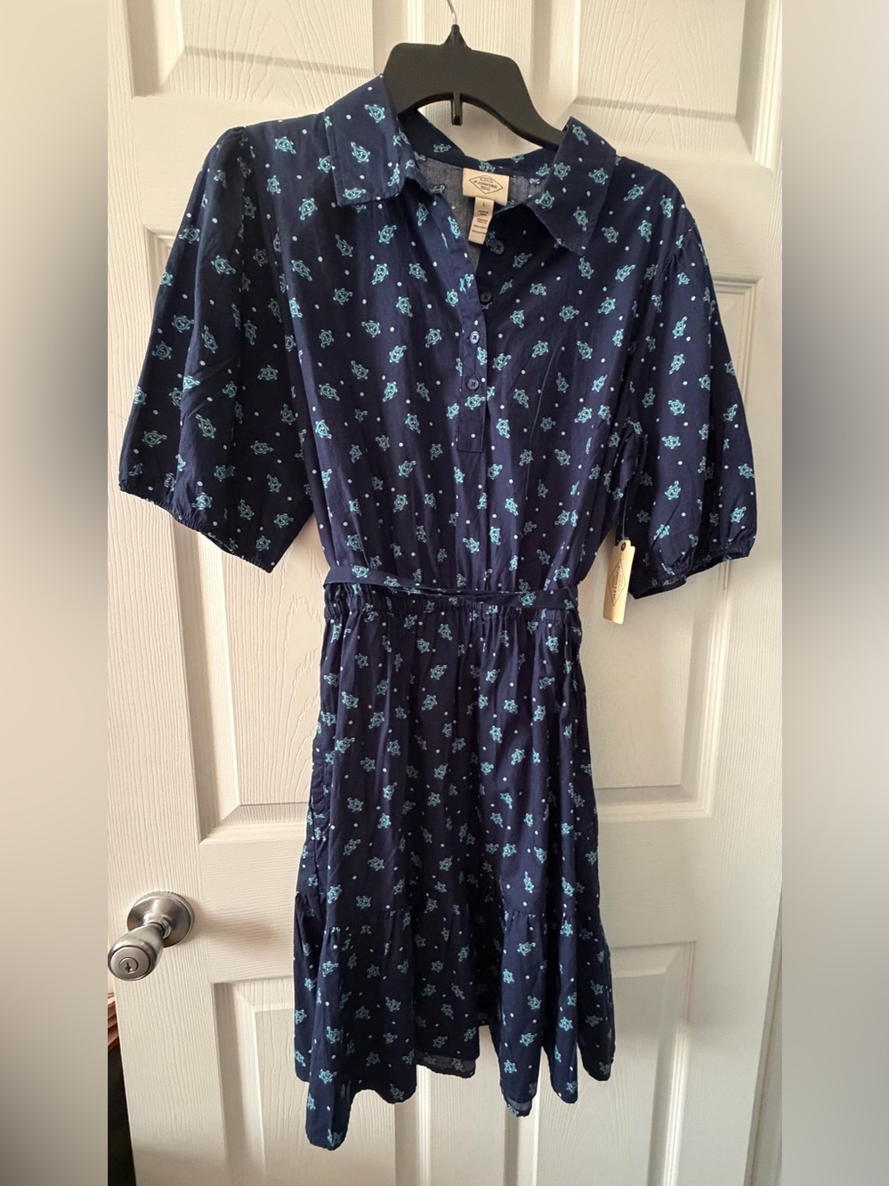 St Johns Bay Women’s Navy Paisley Cotton Tiered Dress Large NWT